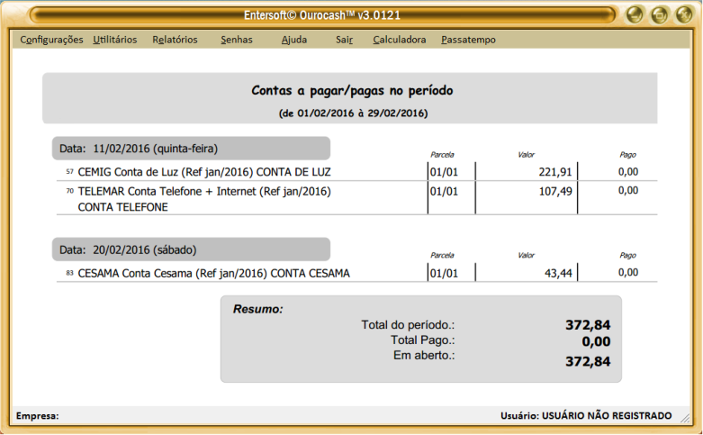 Le Entersoft OuroCash  propose diffrents rapports pour faciliter votre confrence